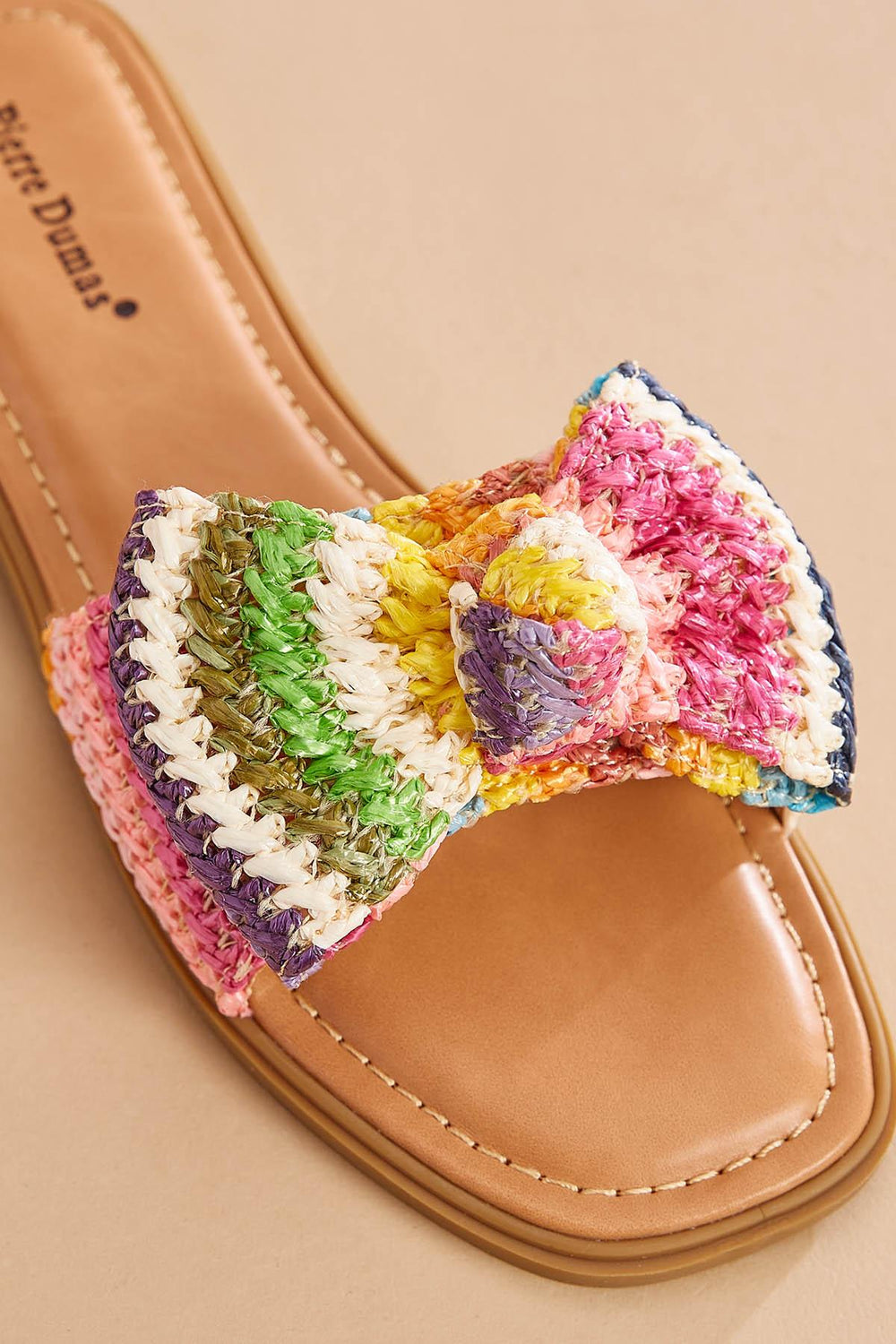 multicolor raffia bow sandals Versona Shoes|Sale