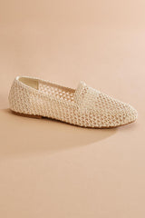 beige textured open loafers Versona Shoes