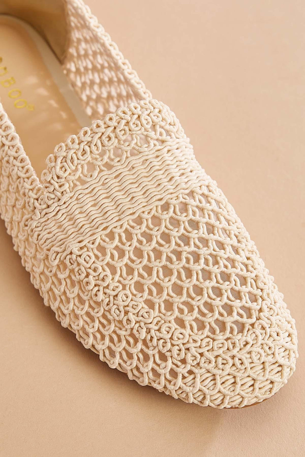 beige textured open loafers Versona Shoes