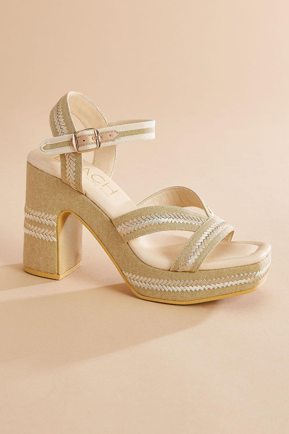 two tone raffia platform heels Versona Shoes