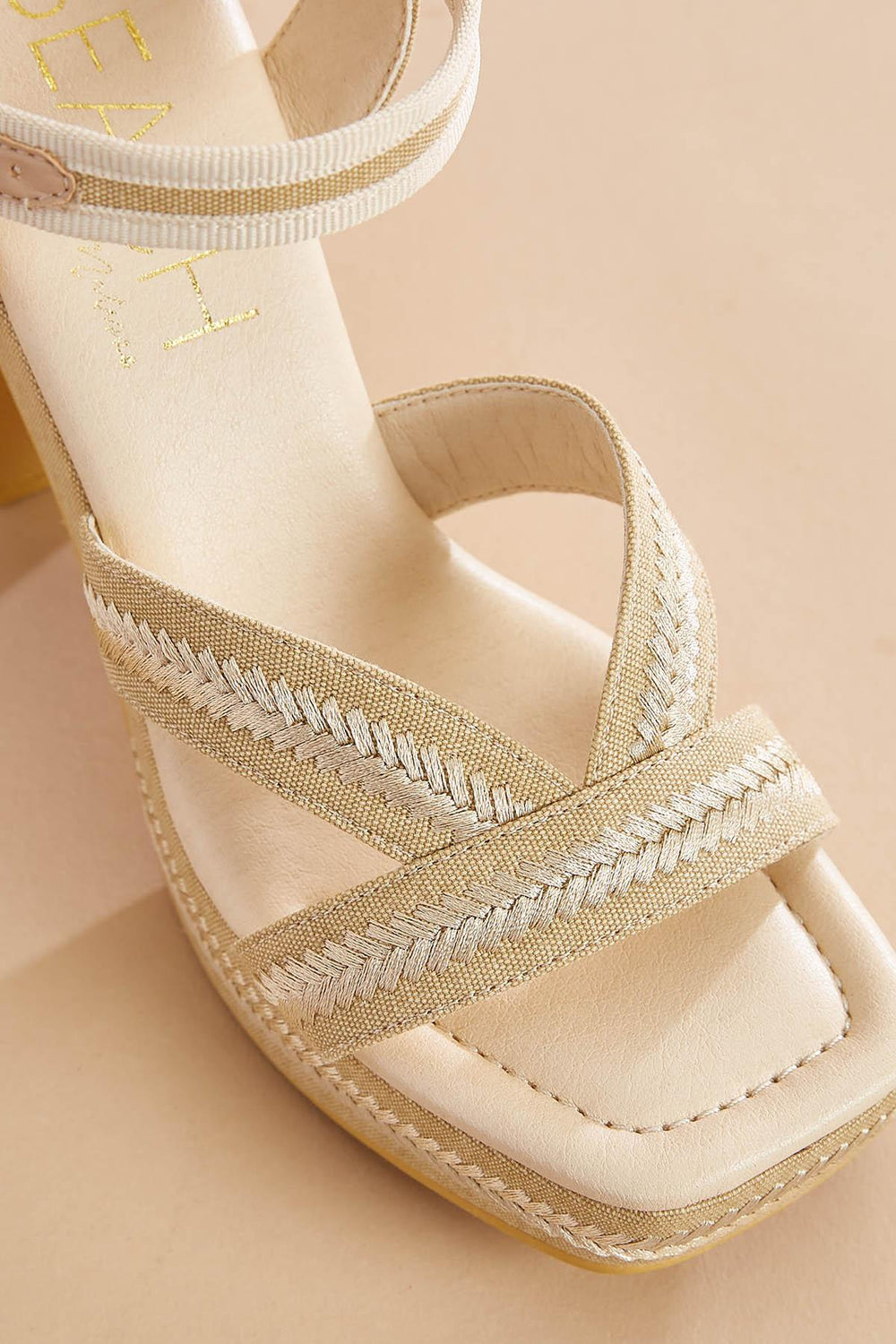 two tone raffia platform heels Versona Shoes