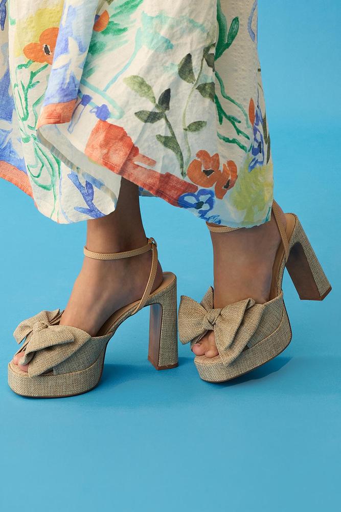 linen bow platform heels Versona Shoes