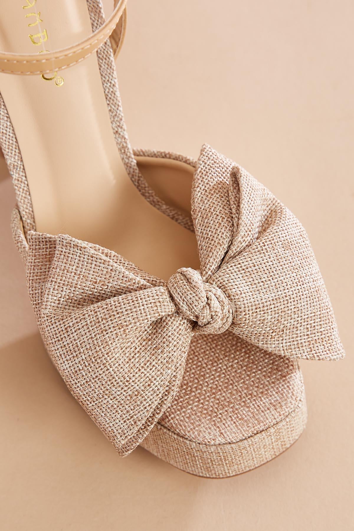 linen bow platform heels Versona Shoes