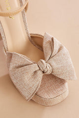 linen bow platform heels Versona Shoes
