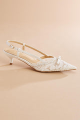 lace sling back kitten heels Versona Shoes
