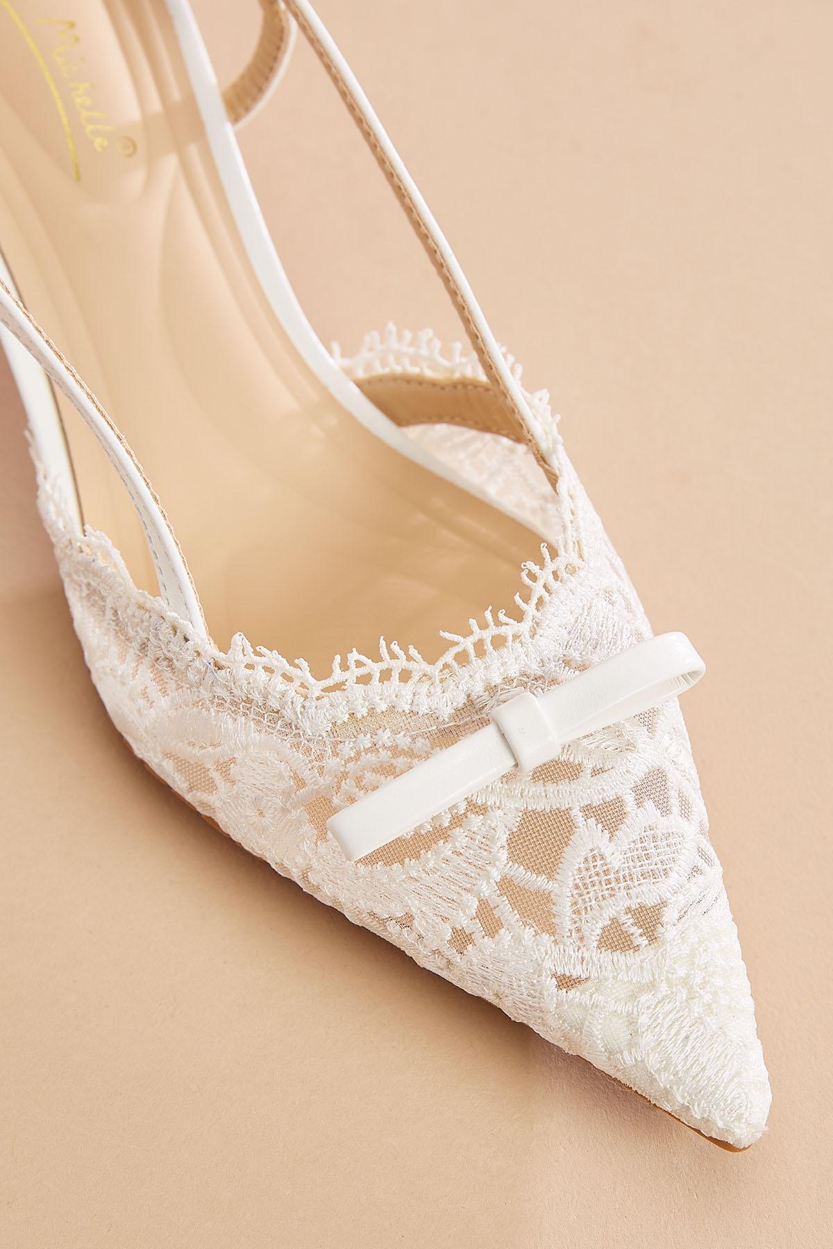 lace sling back kitten heels Versona Shoes