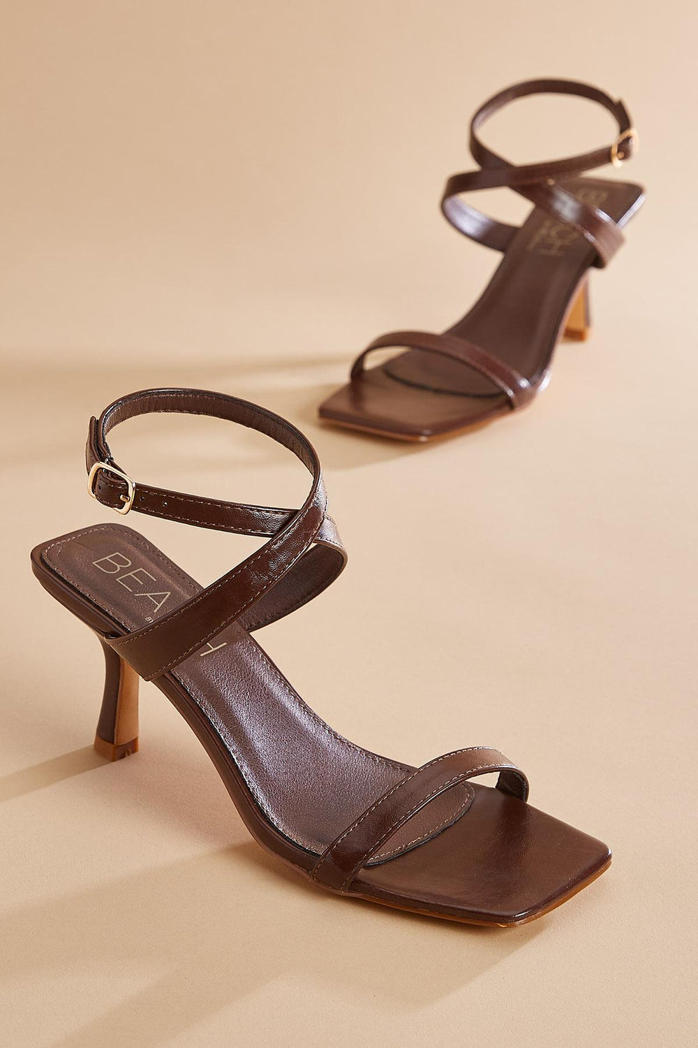 faux leather crossover ankle strap heels Versona Shoes|Sale