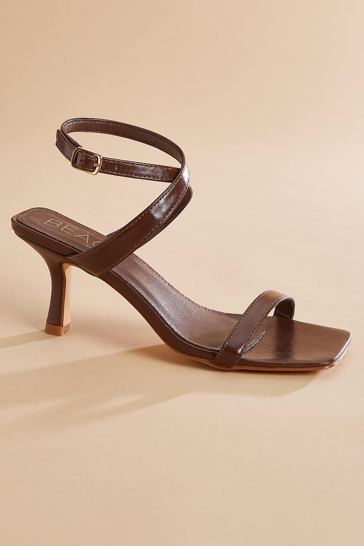 faux leather crossover ankle strap heels Versona Shoes|Sale
