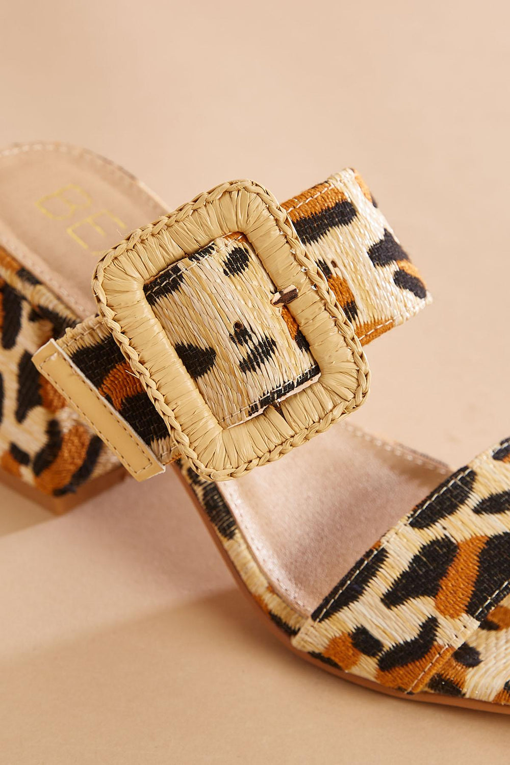 leopard print buckle band heels Versona Shoes|Sale