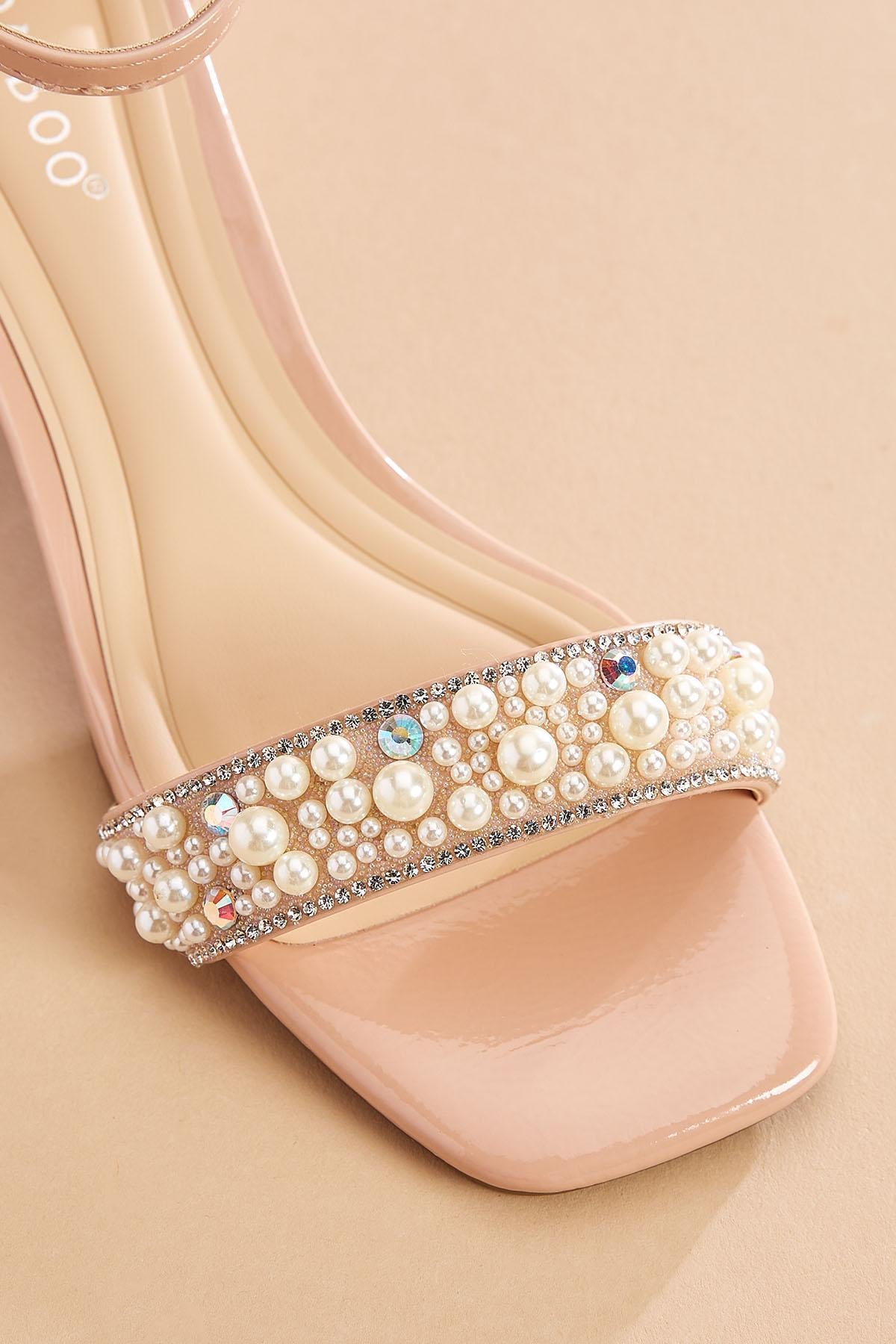 embellished band nude heels Versona Shoes|Sale