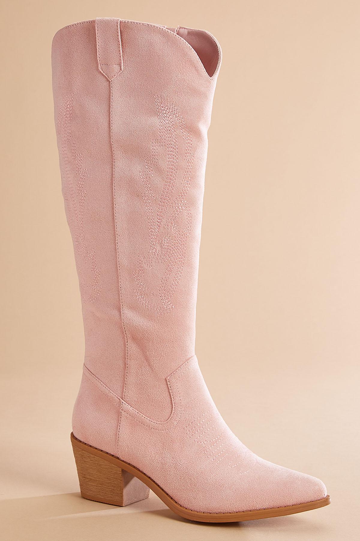 tall pink faux suede cowboy boots Versona Shoes|Sale