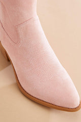 tall pink faux suede cowboy boots Versona Shoes|Sale