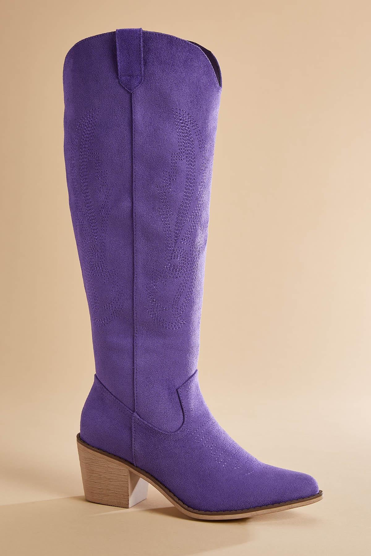 tall pink faux suede cowboy boots Versona Shoes|Sale