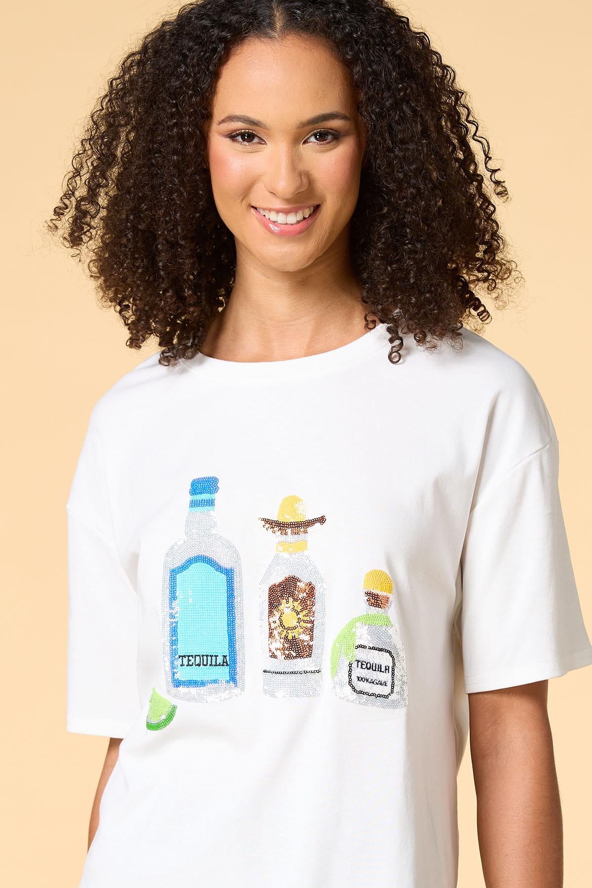 tequila sunrise sequin tee Versona Sale
