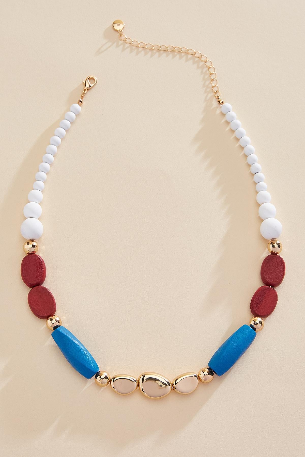 americana wood beaded necklace Versona Sale