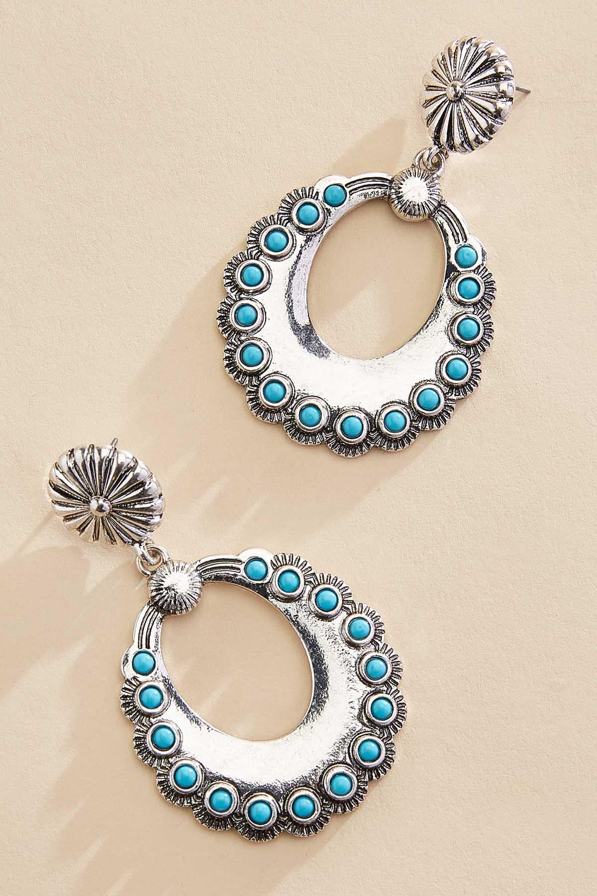 silver turquoise dangly earrings Versona Sale