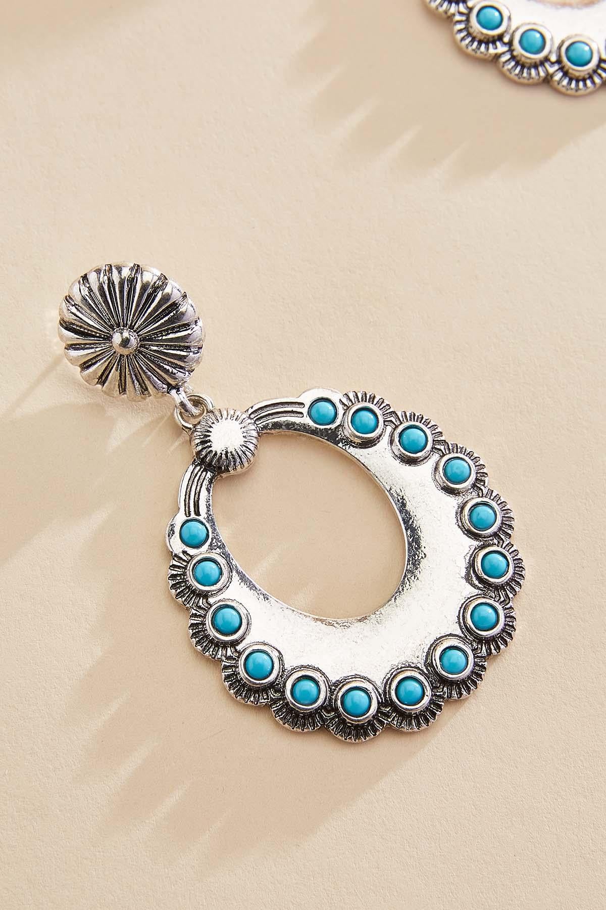 silver turquoise dangly earrings Versona Sale