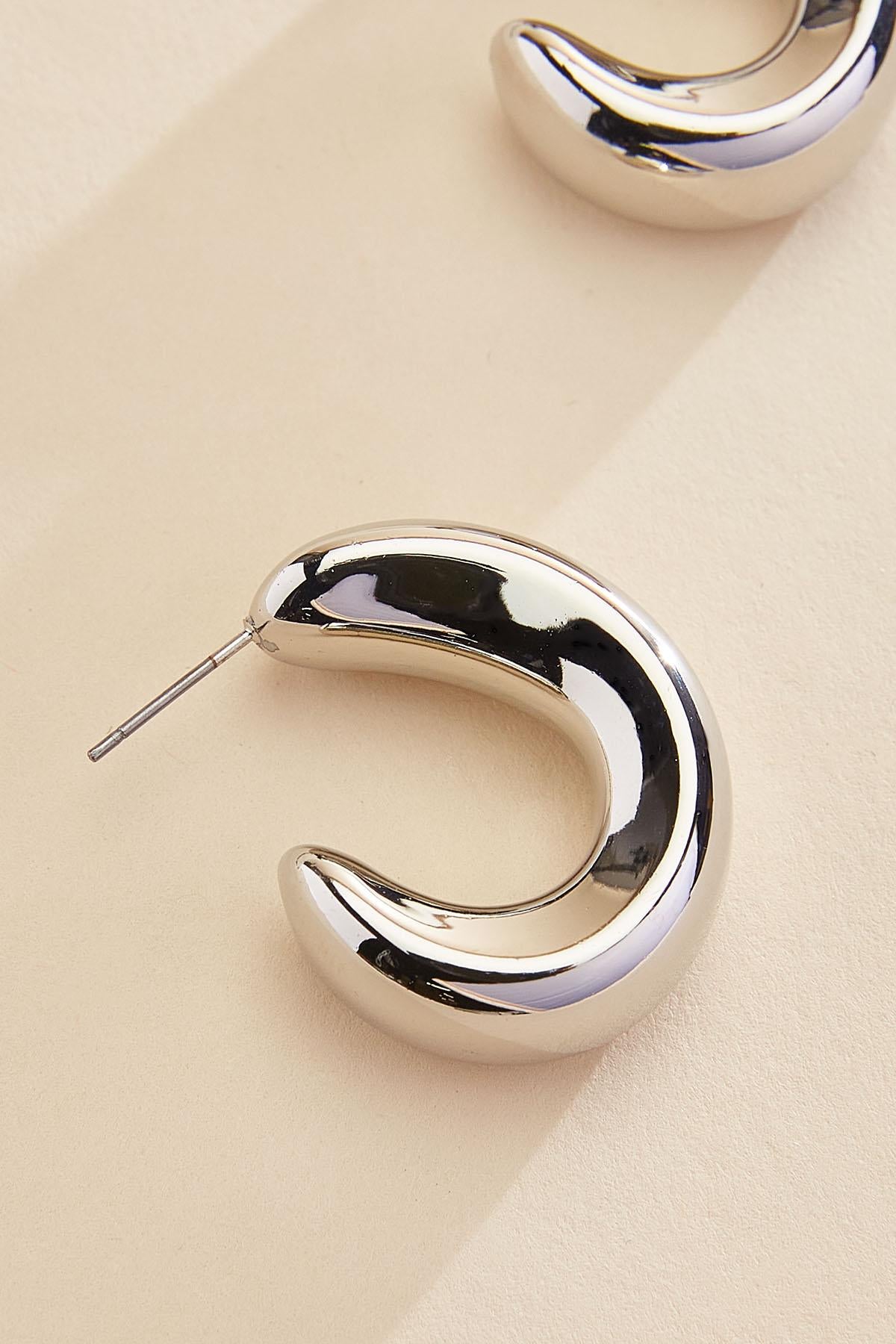 puffy silver hoop earrings Versona Sale