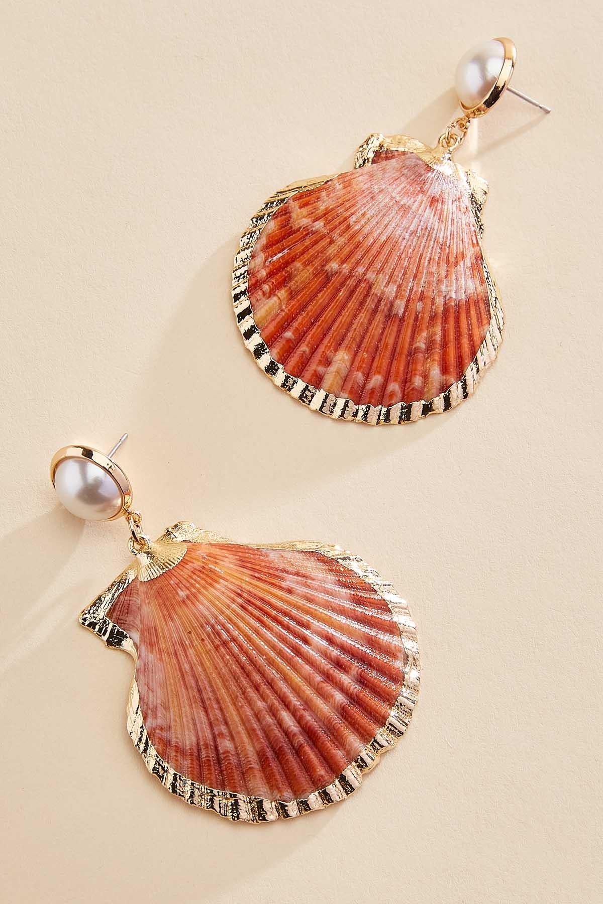 gold trim seashell earrings Versona Sale