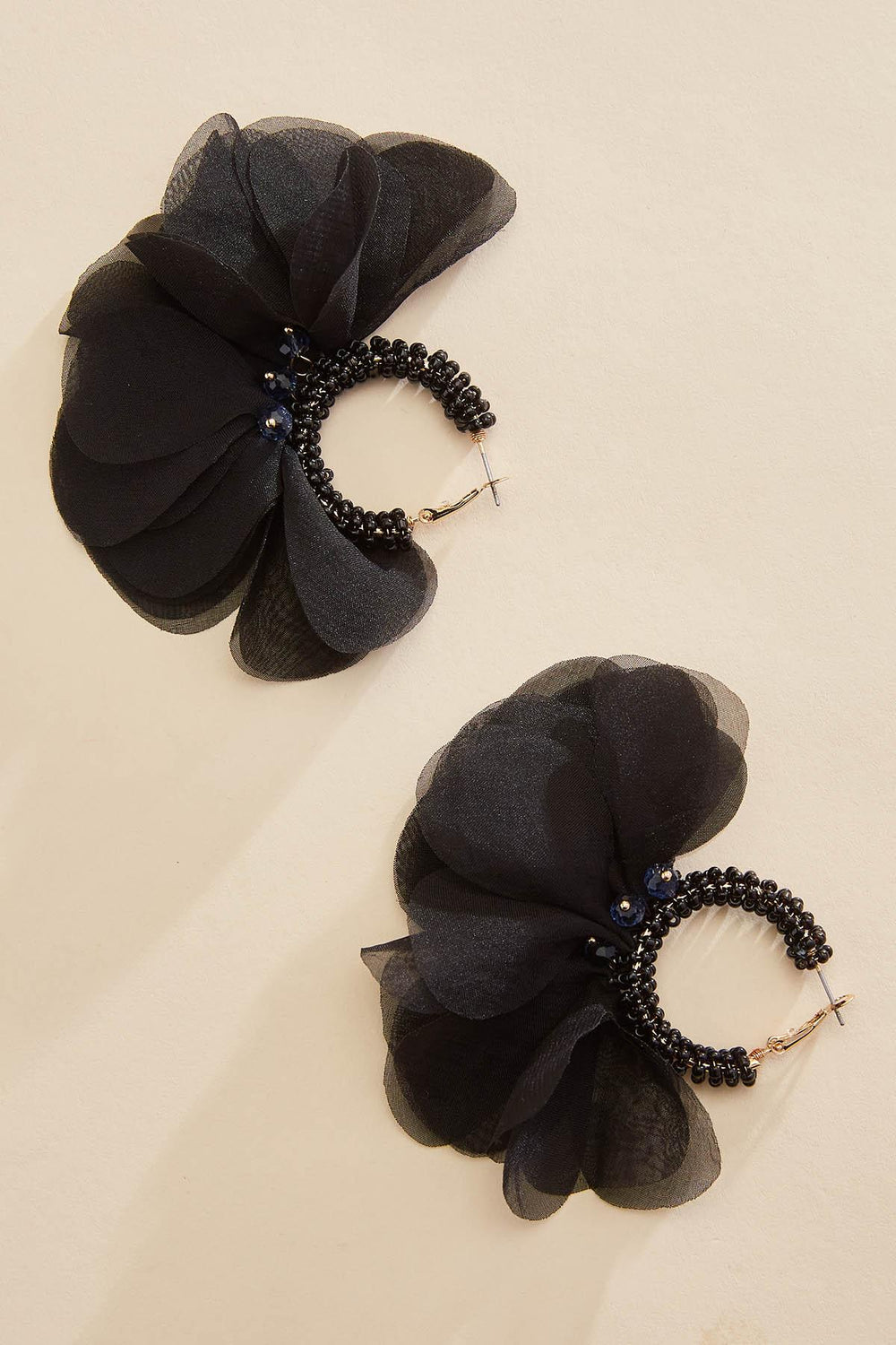 fabric petal beaded hoop earrings Versona Sale