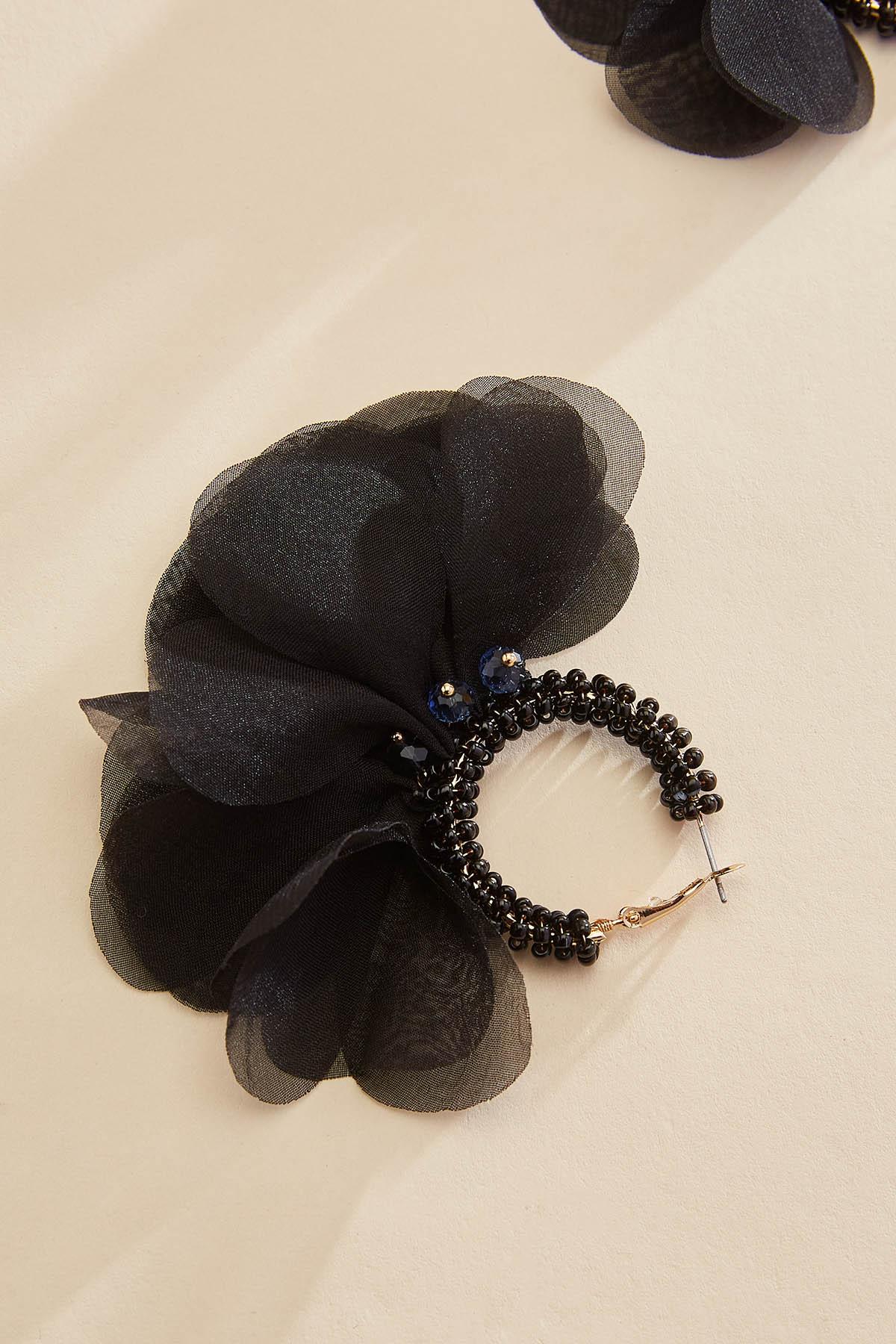 fabric petal beaded hoop earrings Versona Sale