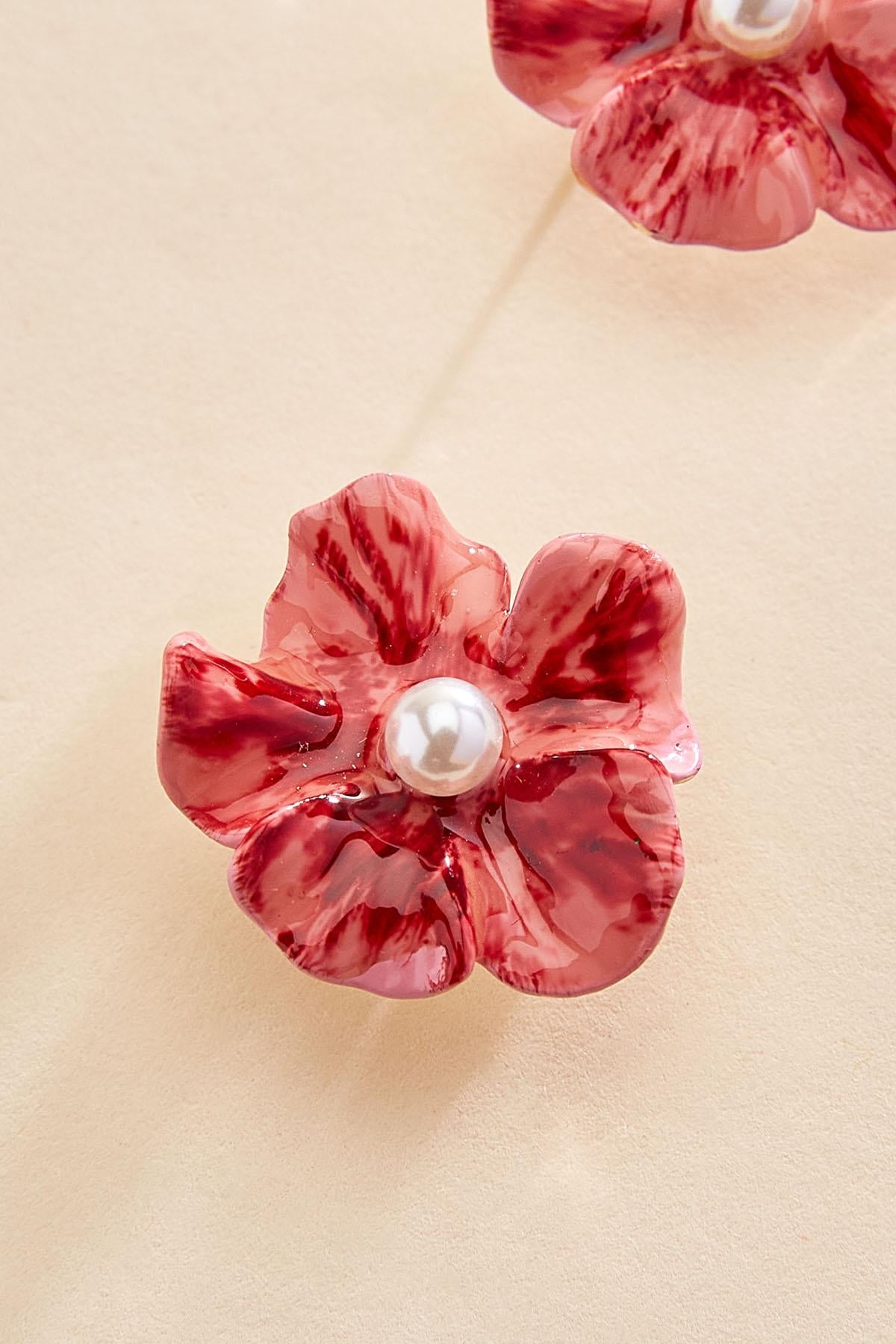pink red flower stud earrings Versona Sale