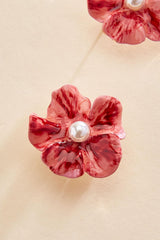 pink red flower stud earrings Versona Sale