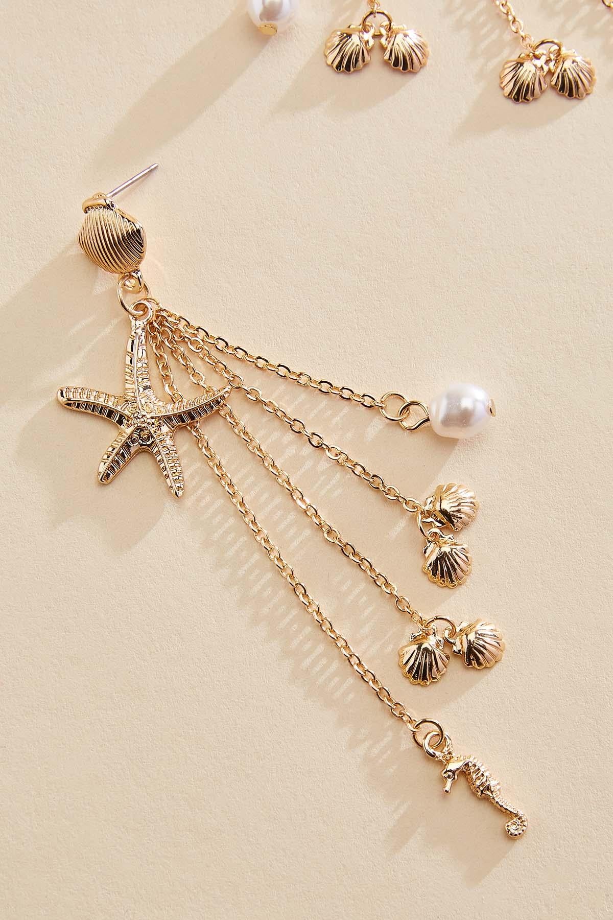 gold sea charm fringe earrings Versona Sale
