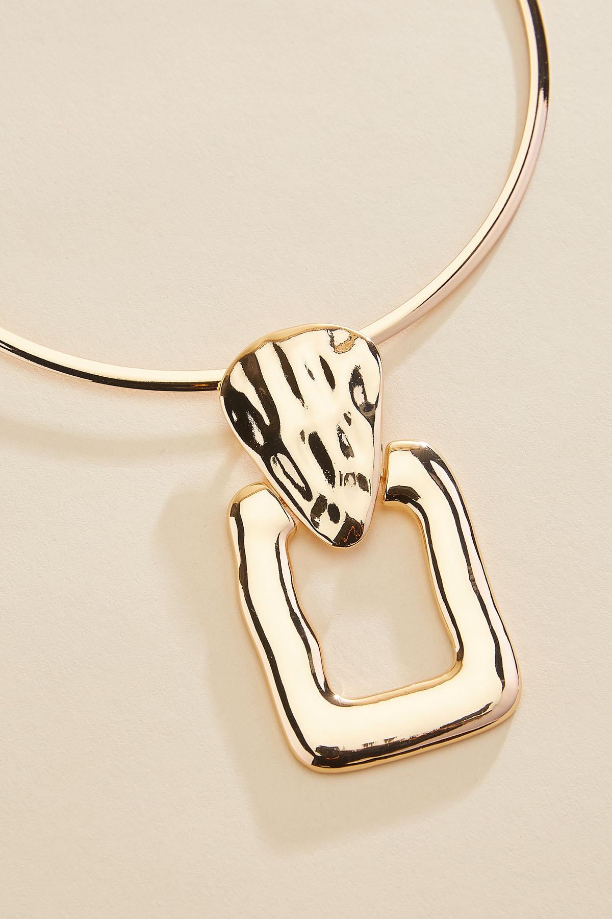 hammered gold square collar necklace Versona Sale