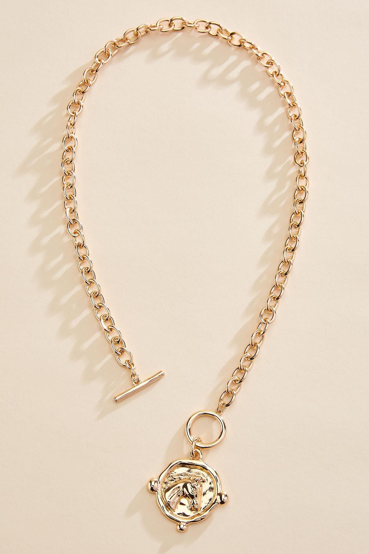 gold horse pendant toggle necklace Versona Sale