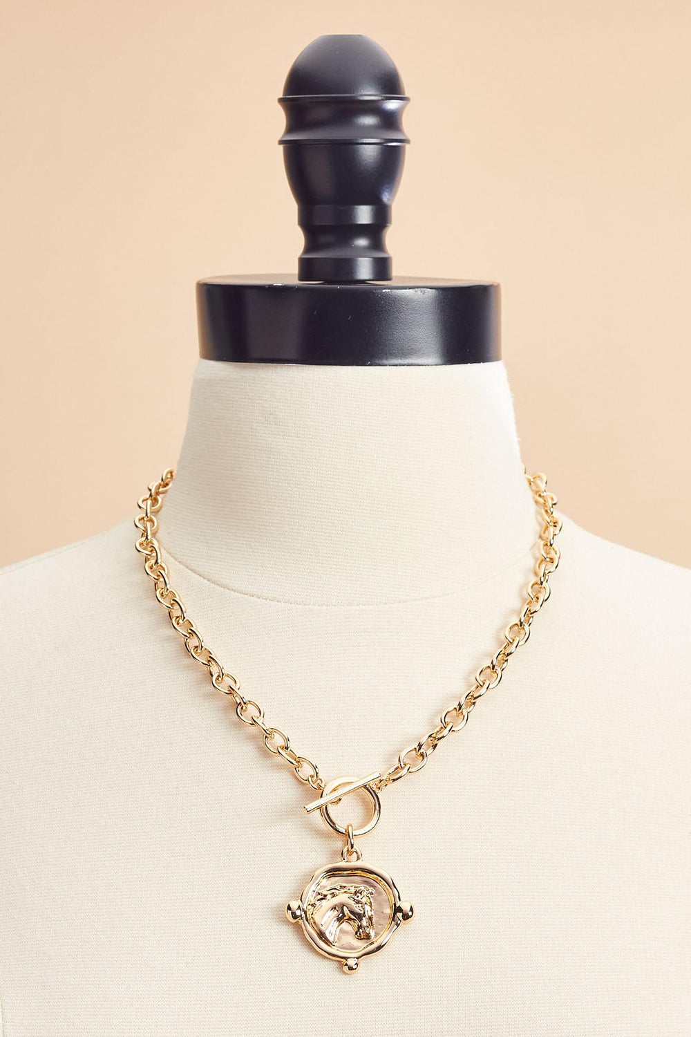 gold horse pendant toggle necklace Versona Sale