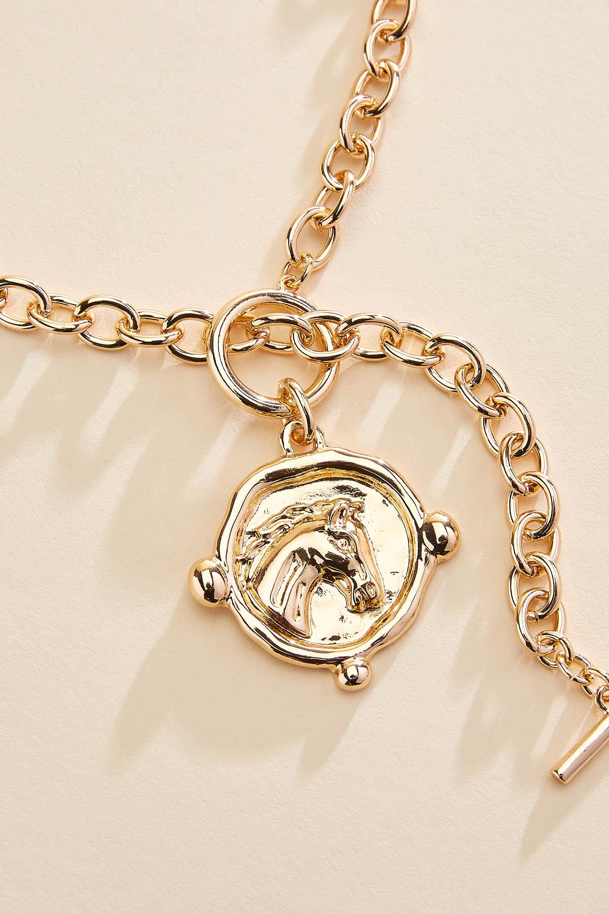 gold horse pendant toggle necklace Versona Sale