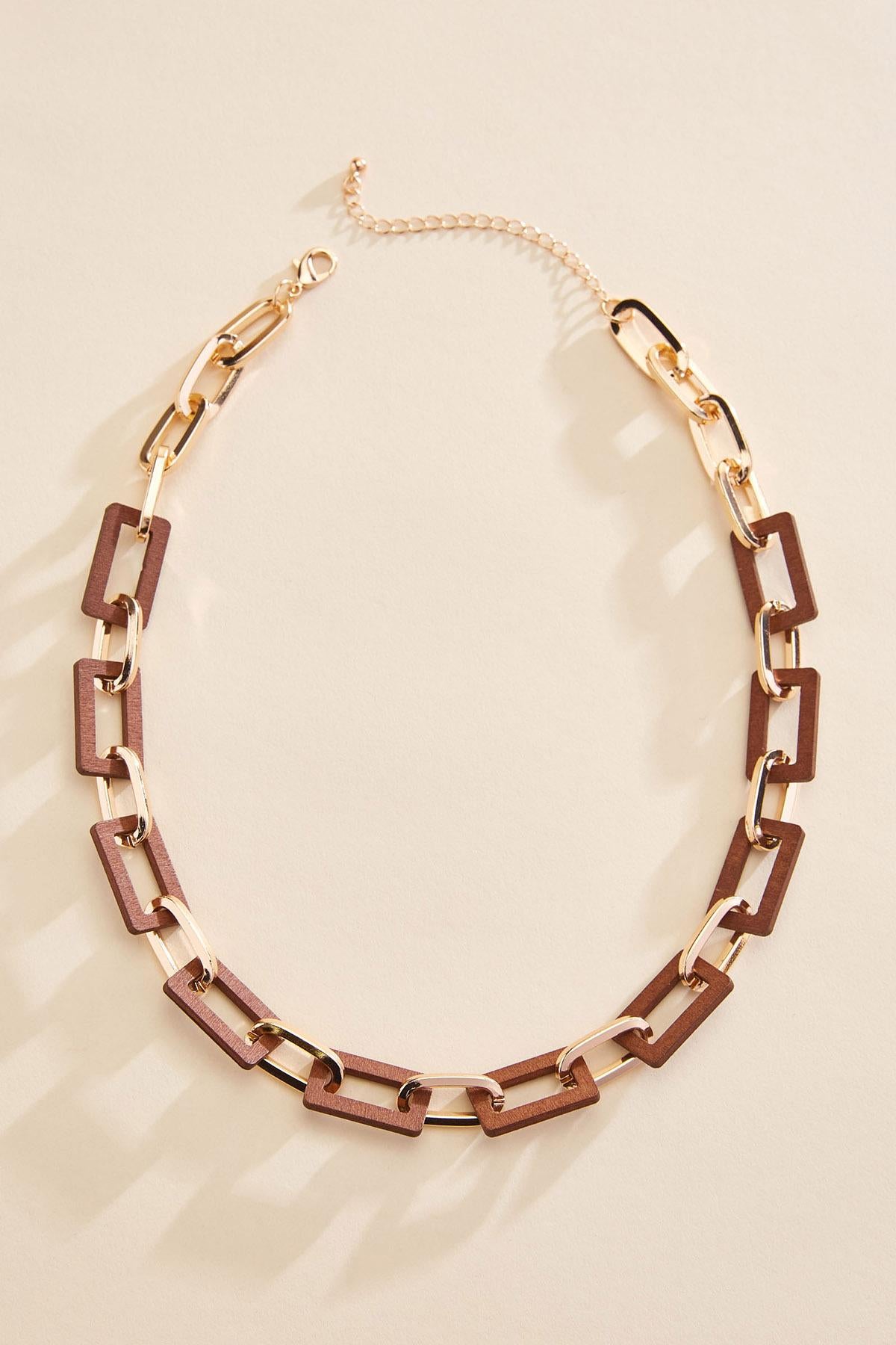 gold wood chain link necklace Versona Sale