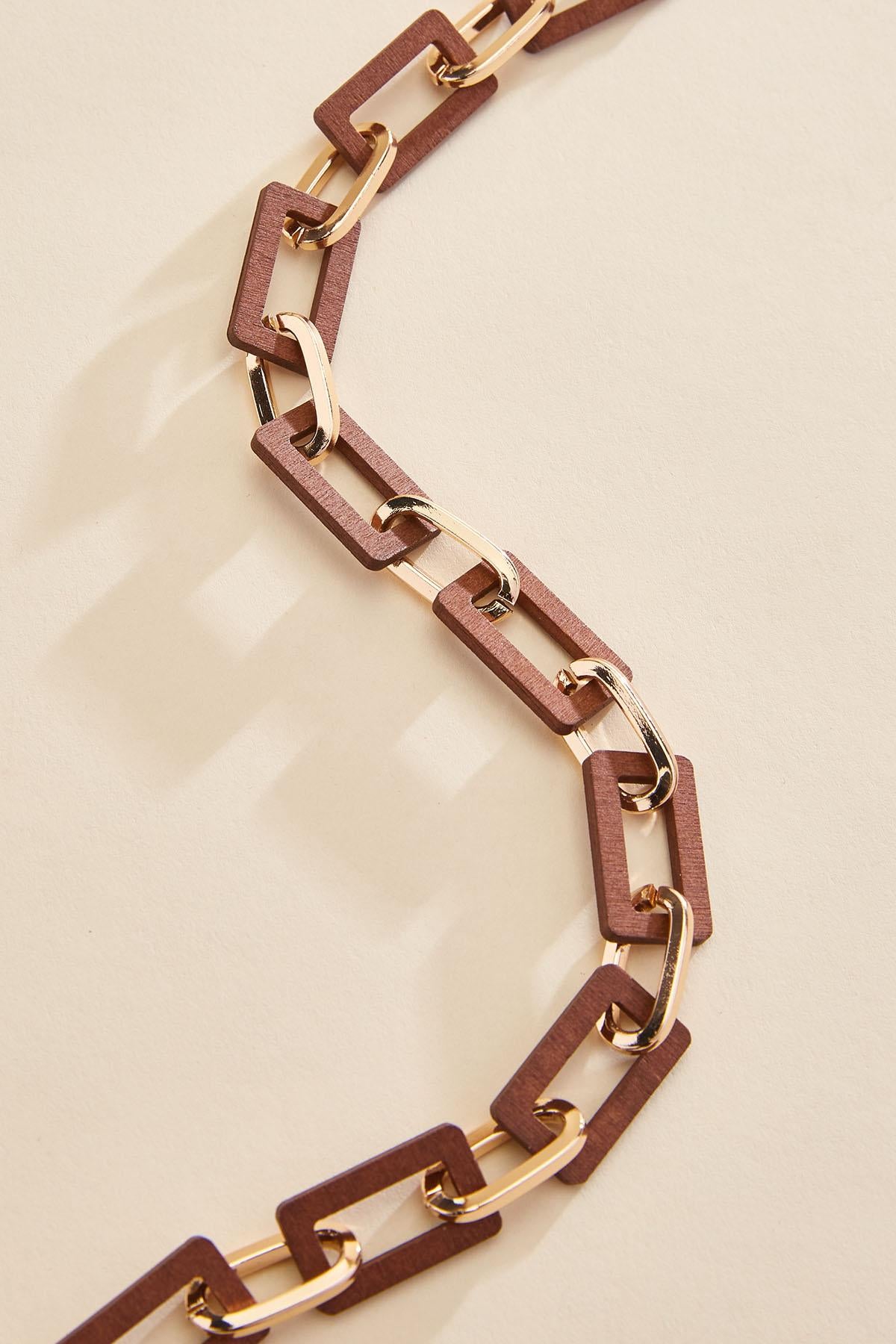 gold wood chain link necklace Versona Sale