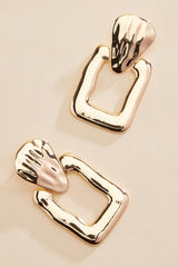 hammered gold square statement earrings Versona Sale