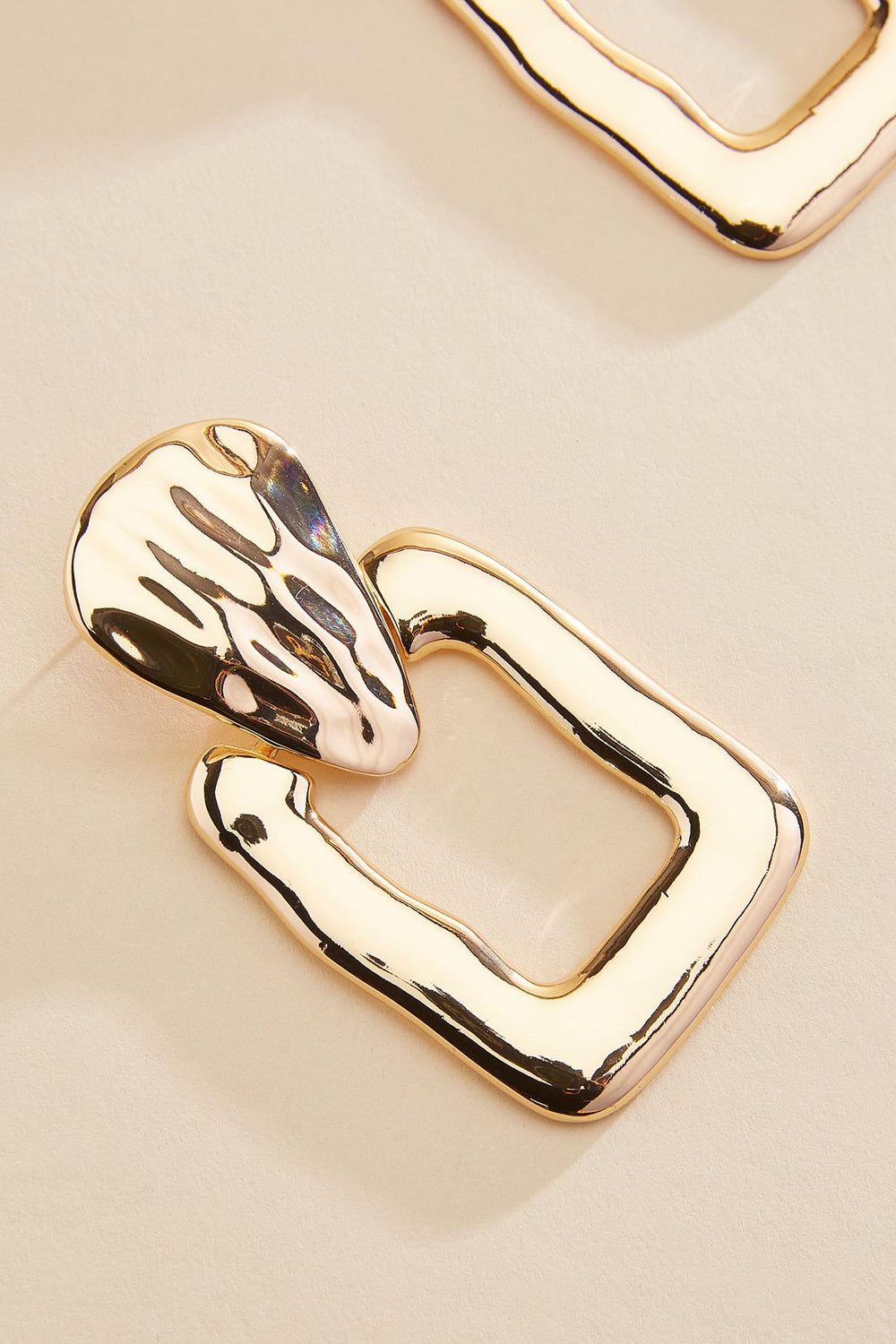 hammered gold square statement earrings Versona Sale