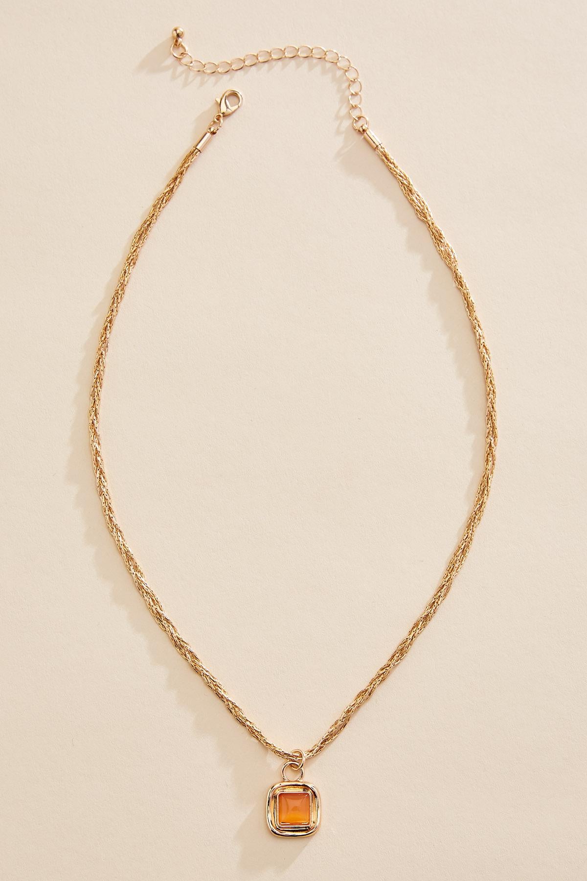 gold twist chain square pendant necklace Versona Sale