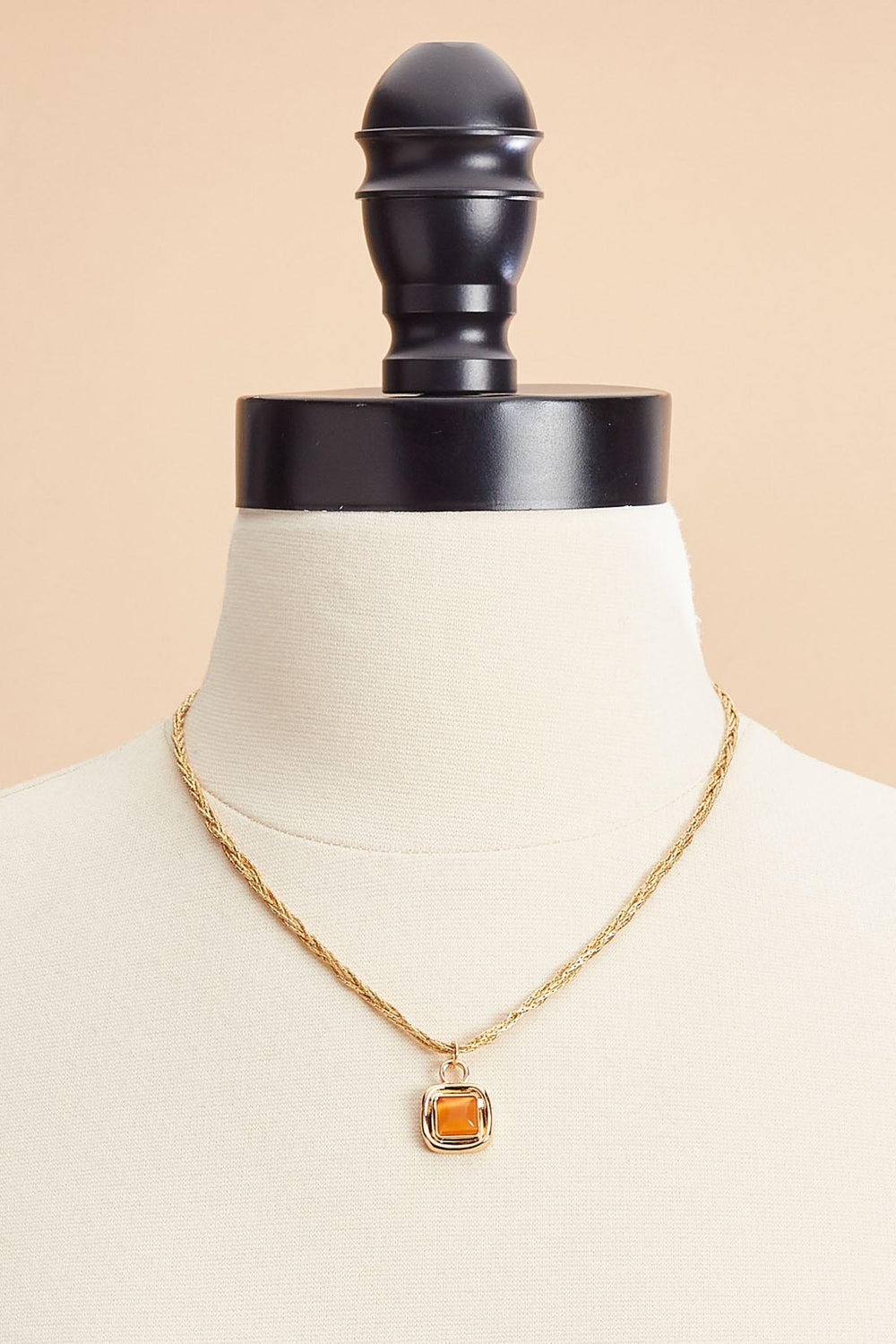 gold twist chain square pendant necklace Versona Sale