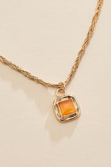 gold twist chain square pendant necklace Versona Sale