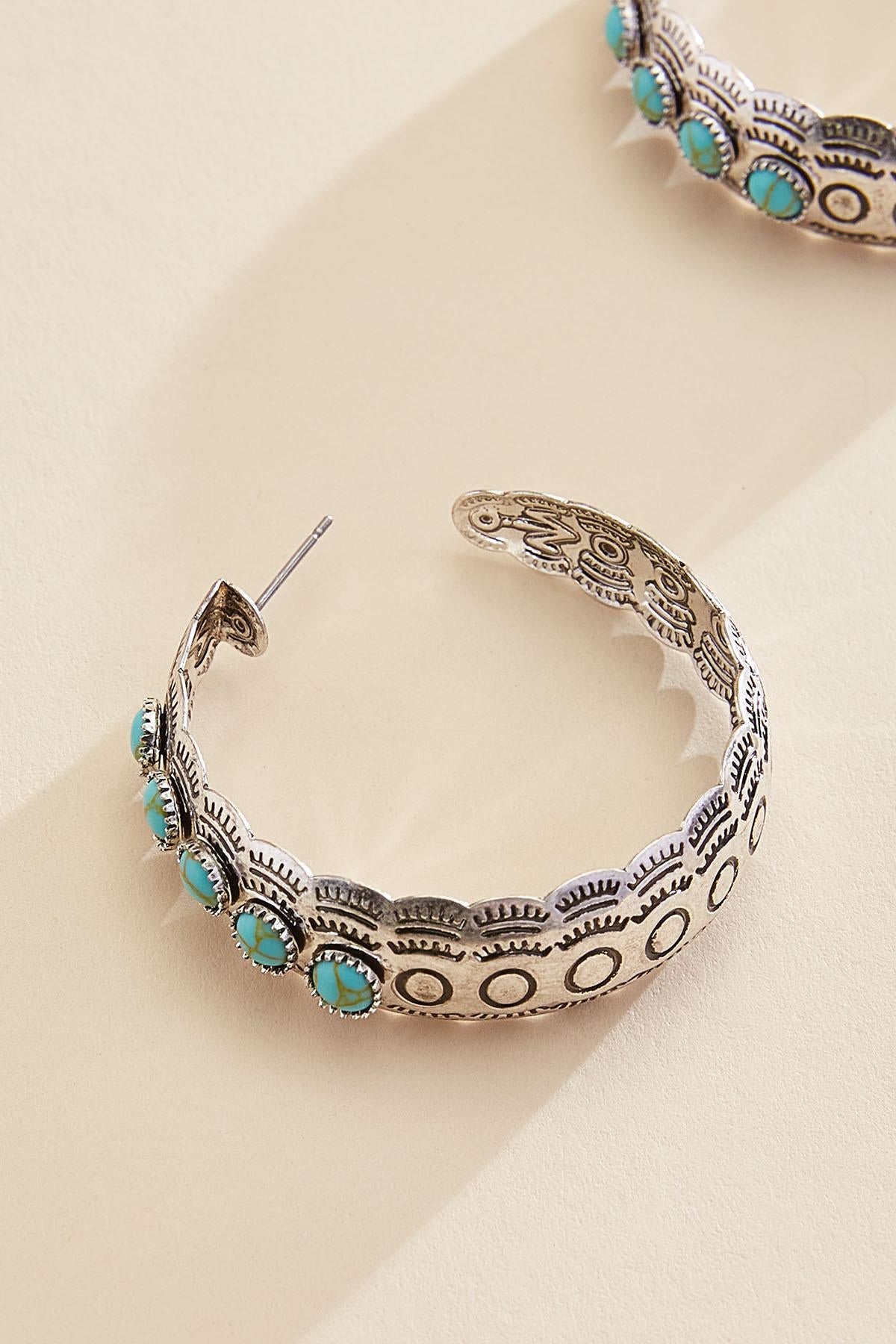western turquoise silver hoop earrings Versona Sale