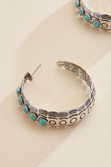 western turquoise silver hoop earrings Versona Sale