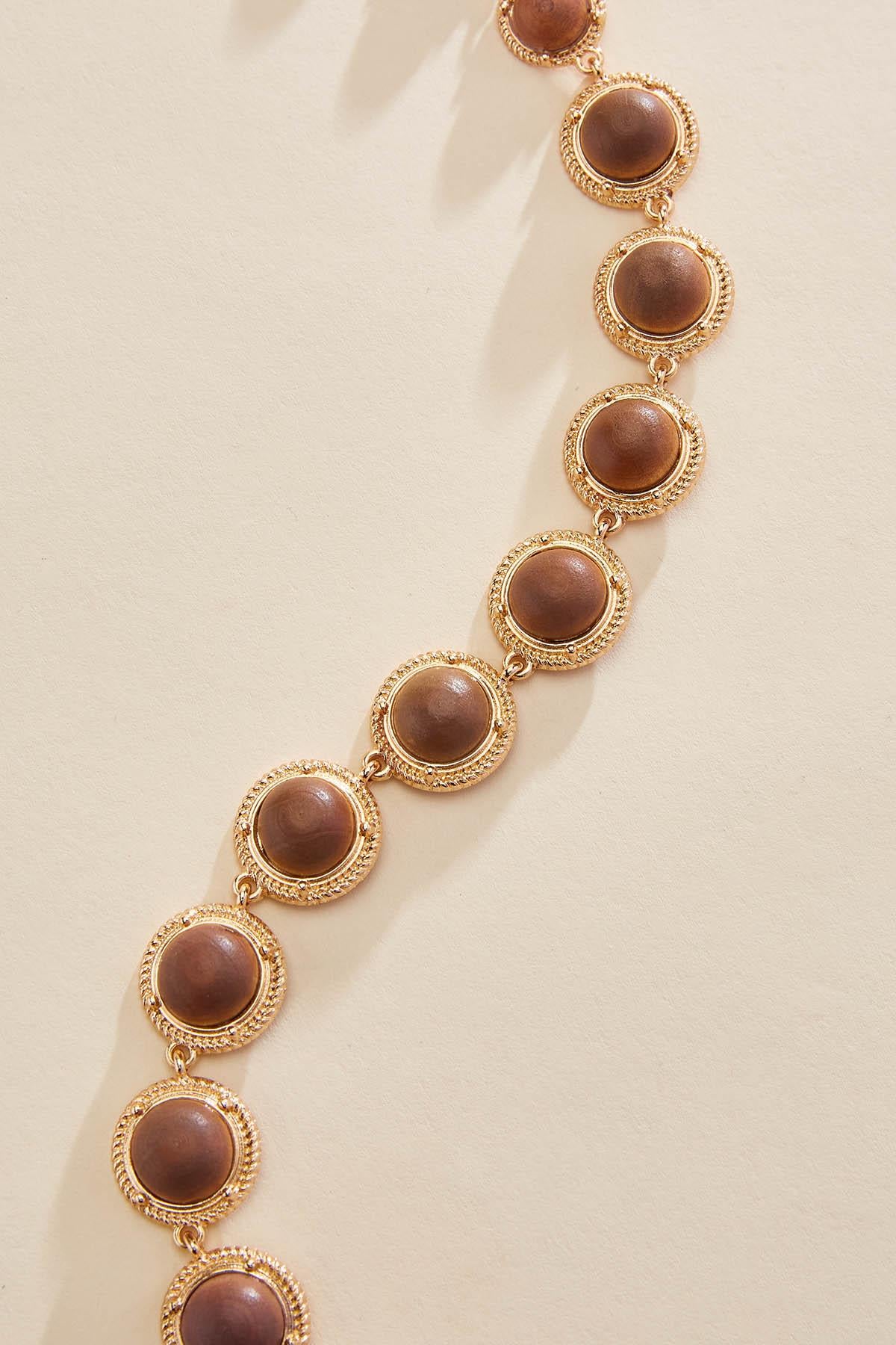 gold framed wood circle necklace Versona Sale