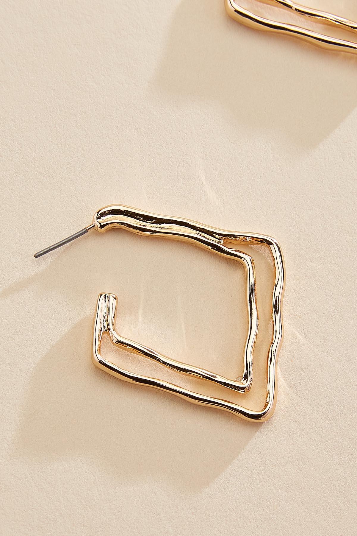 hammered gold triangle hoop earrings Versona Sale