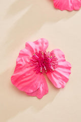 pink coated flower statement earrings Versona Sale