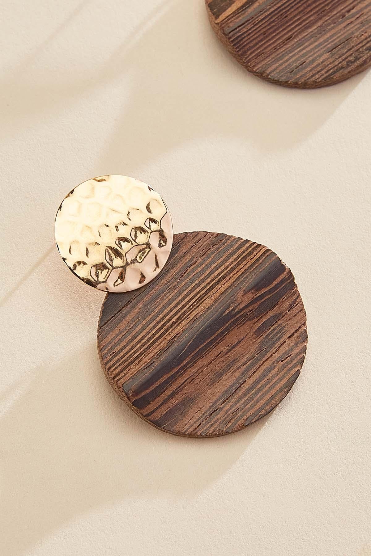wavy wood disc earrings Versona Sale