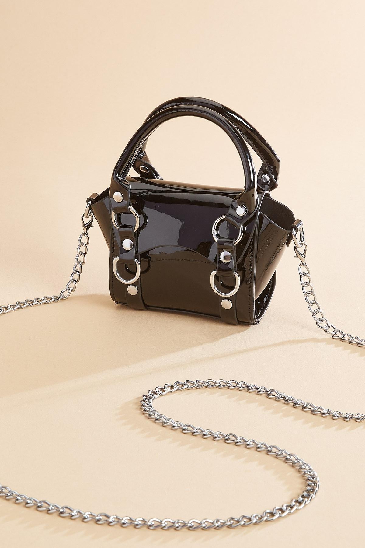 mini faux patent leather satchel Versona Sale