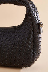 faux leather woven mini crescent bag Versona Sale