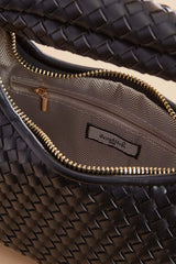 faux leather woven mini crescent bag Versona Sale