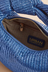 blue canvas knotted crescent bag Versona Sale
