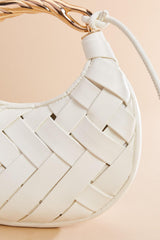 twisted gold handle woven crescent bag Versona Sale